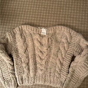 Free People Cable Knit Sweater/Cozy Cabin Jumper - Toast Combo